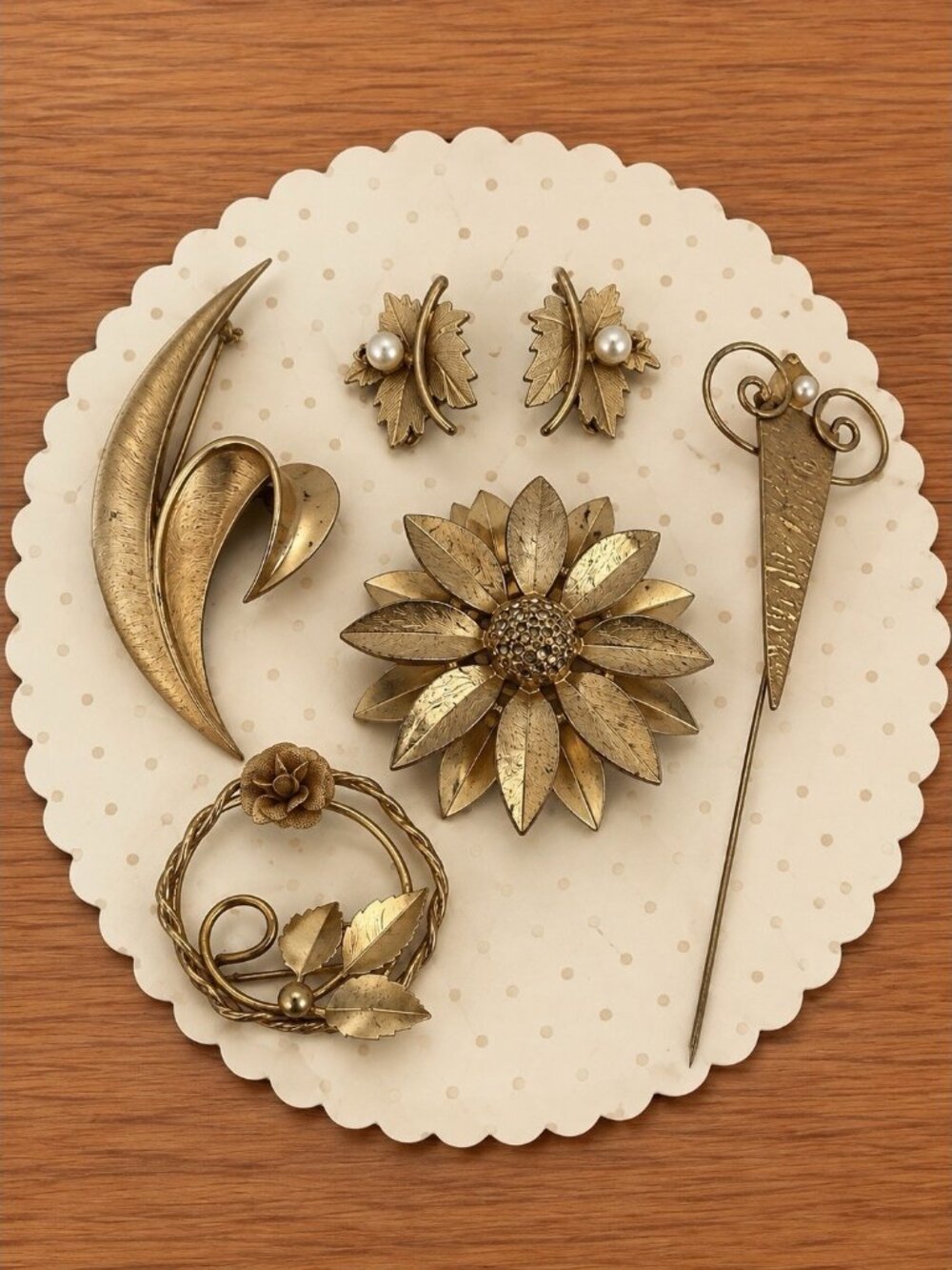 Trifari Coro Sarah Coventry Vintage Gold Tone Brooch Earrings Jewelry Lot Signed